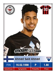 Sticker Ahmed Said Ahmed - Veikkausliiga 2016 - Carouzel