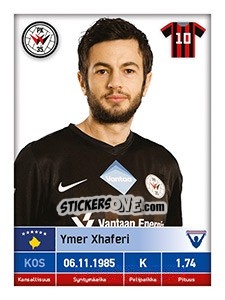 Sticker Ymer Xhaferi - Veikkausliiga 2016 - Carouzel
