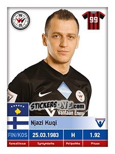 Sticker Njazi Kuqi - Veikkausliiga 2016 - Carouzel