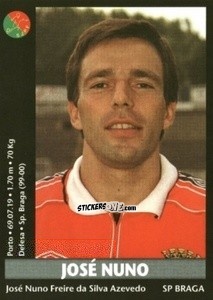 Sticker Jose Nuno - Futebol 2000-2001 - Panini