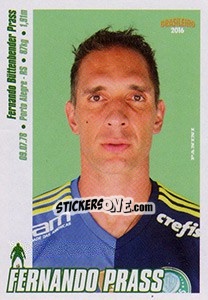 Sticker Fernando Prass - Campeonato Brasileiro 2016 n. 209 - Panini