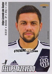 Cromo Felipe Azevedo - Campeonato Brasileiro 2016 n. 238 - Panini