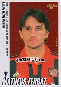 Cromo Matheus Ferraz - Campeonato Brasileiro 2016 n. 294 - Panini