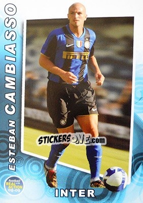 Sticker Esteban Cambiasso - Real Action 2008-2009 n. 56 - Panini