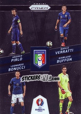 Sticker Leonardo Bonucci / Marco Verratti / Gianluigi Buffon / Andrea Pirlo - UEFA Euro 2016 Prizm n. CCQ-8 - Panini
