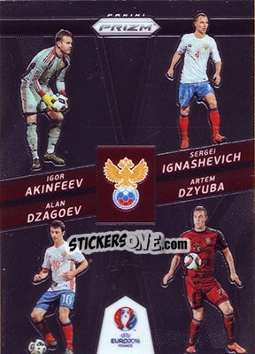 Sticker Igor Akinfeev / Sergei Ignashevich / Alan Dzagoev / Artem Dzyuba - UEFA Euro 2016 Prizm n. CCQ-14 - Panini