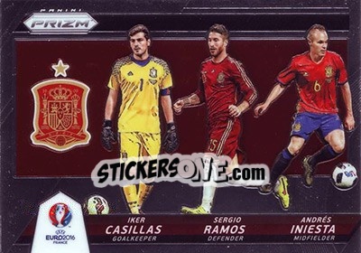 Cromo Andres Iniesta / Sergio Ramos / Iker Casillas - UEFA Euro 2016 Prizm - Panini