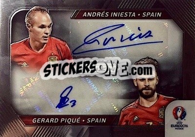 Figurina Andres Iniesta / Gerard Pique - UEFA Euro 2016 Prizm - Panini