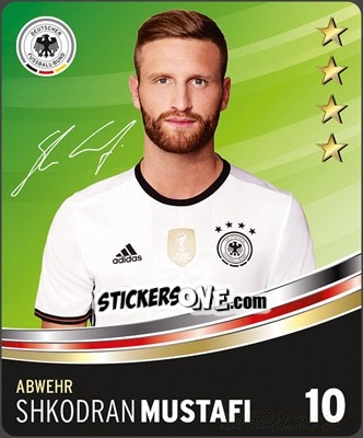 Sticker Shkodran Mustafi - DFB-Sammelalbum 2016 n. 10 - Rewe
