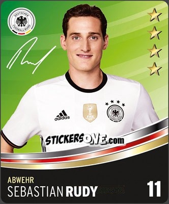 Sticker Sebastian Rudy - DFB-Sammelalbum 2016 n. 11 - Rewe