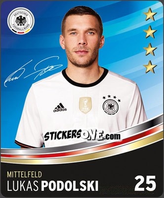 Sticker Lukas Podolski - DFB-Sammelalbum 2016 n. 25 - Rewe