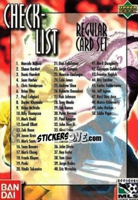 Sticker Checklist - MLS 1997 - Upper Deck