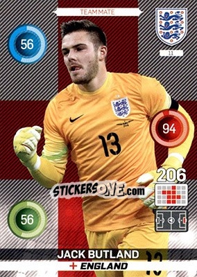 Sticker Jack Butland - England 2016. Adrenalyn XL n. 11 - Panini