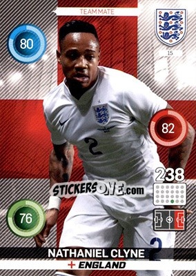 Sticker Nathaniel Clyne - England 2016. Adrenalyn XL n. 15 - Panini