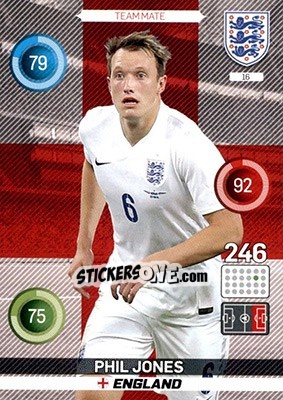 Sticker Phil Jones - England 2016. Adrenalyn XL n. 16 - Panini