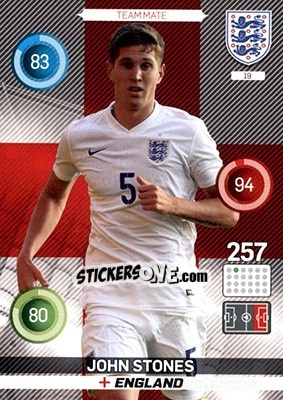 Sticker John Stones - England 2016. Adrenalyn XL n. 19 - Panini