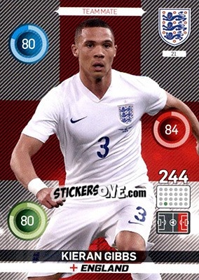 Sticker Kieran Gibbs - England 2016. Adrenalyn XL n. 21 - Panini