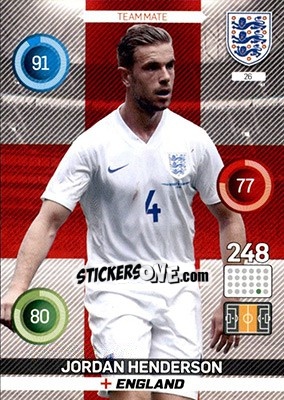 Sticker Jordan Henderson - England 2016. Adrenalyn XL n. 26 - Panini