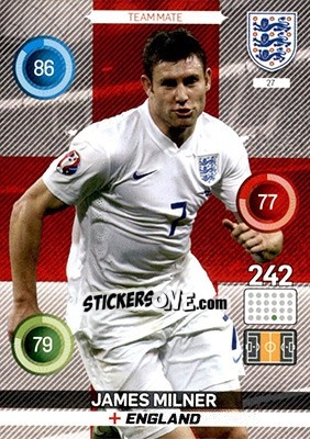 Sticker James Milner - England 2016. Adrenalyn XL n. 27 - Panini