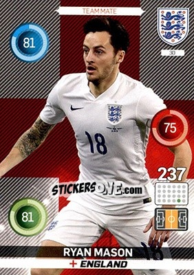 Sticker Ryan Mason - England 2016. Adrenalyn XL n. 30 - Panini