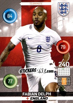 Sticker Fabian Delph - England 2016. Adrenalyn XL n. 33 - Panini
