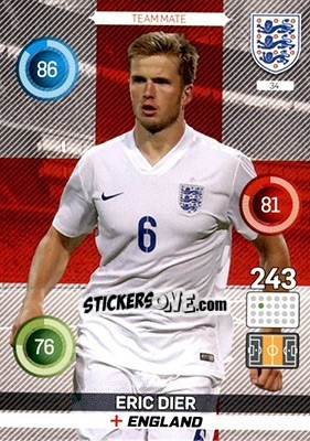 Sticker Eric Dier - England 2016. Adrenalyn XL n. 34 - Panini