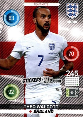 Sticker Theo Walcott - England 2016. Adrenalyn XL n. 40 - Panini