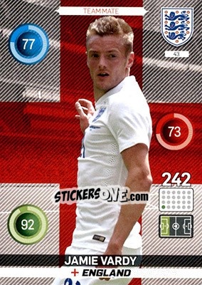 Sticker Jamie Vardy - England 2016. Adrenalyn XL n. 43 - Panini
