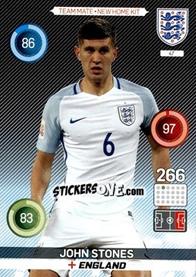 Sticker John Stones - England 2016. Adrenalyn XL n. 47 - Panini