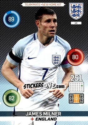 Sticker James Milner - England 2016. Adrenalyn XL n. 48 - Panini
