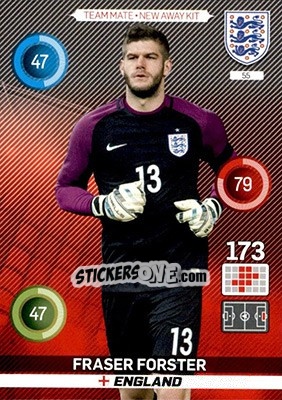 Sticker Fraser Forster - England 2016. Adrenalyn XL n. 55 - Panini
