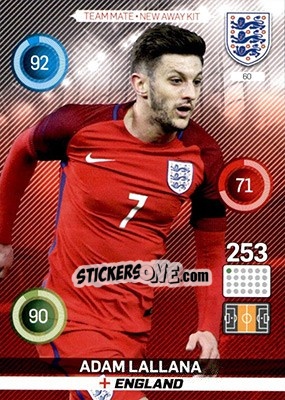Sticker Adam Lallana - England 2016. Adrenalyn XL n. 60 - Panini