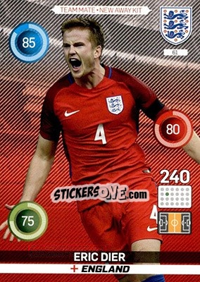 Sticker Eric Dier - England 2016. Adrenalyn XL n. 61 - Panini