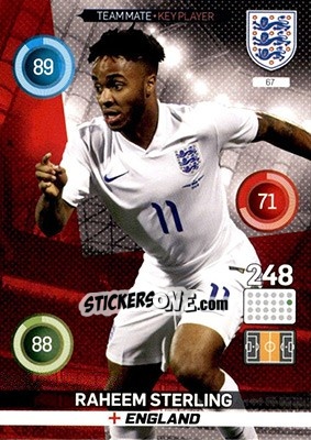 Sticker Raheem Sterling - England 2016. Adrenalyn XL n. 67 - Panini