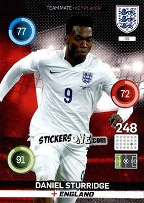 Sticker Daniel Sturridge - England 2016. Adrenalyn XL n. 68 - Panini