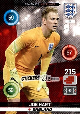 Sticker Joe Hart - England 2016. Adrenalyn XL n. 69 - Panini