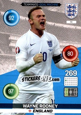 Sticker Wayne Rooney - England 2016. Adrenalyn XL n. 70 - Panini