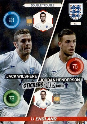 Sticker Jack Wilshere / Jordan Henderson - England 2016. Adrenalyn XL n. 81 - Panini