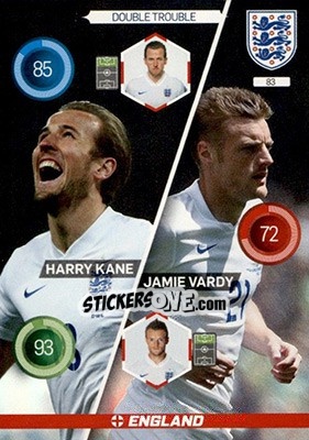 Sticker Harry Kane / Jamie Vardy - England 2016. Adrenalyn XL n. 83 - Panini