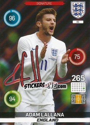 Sticker Adam Lallana - England 2016. Adrenalyn XL n. 85 - Panini