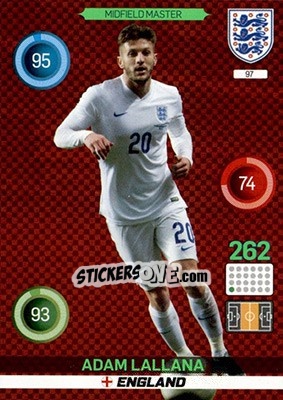 Sticker Adam Lallana - England 2016. Adrenalyn XL n. 97 - Panini