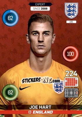 Sticker Joe Hart - England 2016. Adrenalyn XL n. 105 - Panini