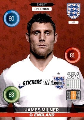 Sticker James Milner - England 2016. Adrenalyn XL n. 107 - Panini
