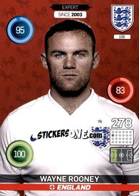 Sticker Wayne Rooney - England 2016. Adrenalyn XL n. 108 - Panini
