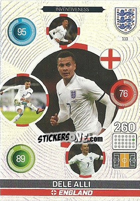 Sticker Dele Alli - England 2016. Adrenalyn XL n. 113 - Panini