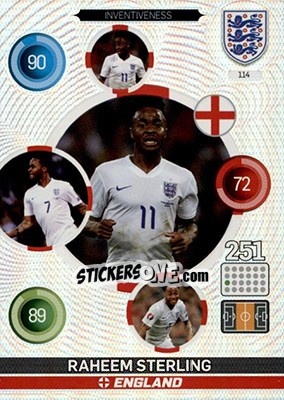 Sticker Raheem Sterling - England 2016. Adrenalyn XL n. 114 - Panini