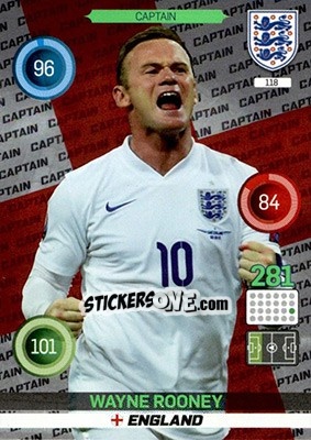 Sticker Wayne Rooney - England 2016. Adrenalyn XL n. 118 - Panini