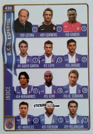 Sticker Indice - Las Fichas De La Liga 2004-2005 n. 430 - Mundicromo