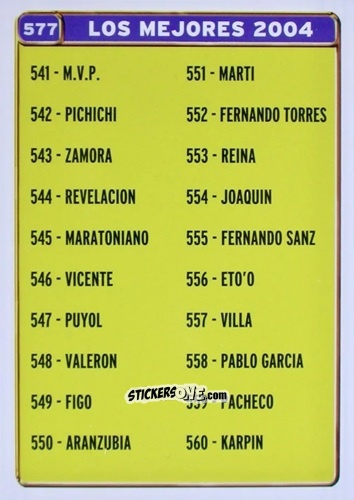Figurina Indice - Las Fichas De La Liga 2004-2005 n. 577 - Mundicromo