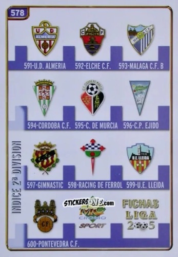 Figurina Indice - Las Fichas De La Liga 2004-2005 n. 578 - Mundicromo